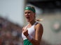 Kristina Mladenovic celebrates victory over Garbine Muguruza at the French Open on June 4, 2017