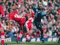 John Barnes comes up against Ian Wright in August 1994