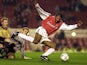 Nwankwo Kanu wins a penalty for Arsenal on November 5, 2001