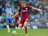 Kevin De Bruyne in action for Manchester City against Brighton & Hove Albion on August 12, 2017