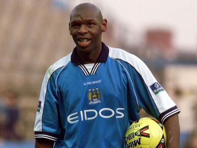 Shaun 'The Goat' Goater in action for Manchester City
