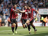 Charlie Daniels celebrates scoring during the Premier League game between Bournemouth and Manchester City on August 26, 2017