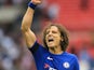 David Luiz celebrates during the Premier League game between Tottenham Hotspur and Chelsea on August 20, 2017