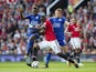 Eric Bailly, Wilfred Ndidi and Jamie Vardy in action during the Premier League game between Manchester United and Leicester City on August 26, 2017
