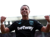 Javier 'Chicharito' Hernandez celebrates scoring during the Premier League game between Southampton and West Ham United on August 19, 2017