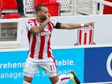 Jese celebrates during the Premier League game between Stoke City and Arsenal on August 19, 2017