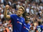 Marcos Alonso celebrates during the Premier League game between Tottenham Hotspur and Chelsea on August 20, 2017