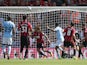 Raheem Sterling nets a last-minute winner during the Premier League game between Bournemouth and Manchester City on August 26, 2017