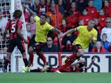Richarlison celebrates opening the scoring during the Premier League game between Bournemouth and Watford on August 19, 2017