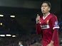 Roberto Firmino delivers an unorthodox celebration after scoring during the Champions League playoff between Liverpool and Hoffenheim on August 23, 2017