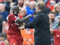 Sadio Mane celebrates with Jurgen Klopp during the Premier League game between Liverpool and Crystal Palace on August 19, 2017