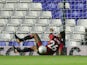 Tyrone Mings injures himself during the EFL Cup game between Birmingham City and Bournemouth on August 22, 2017
