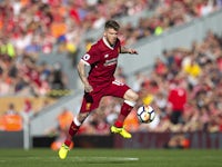Alberto Moreno in action during the Premier League game between Liverpool and Arsenal on August 27, 2017
