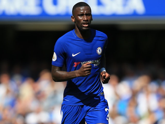 Antonio Rudiger in action during the Premier League game between Chelsea and Everton on August 27, 2017