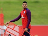Chris Smalling in action during an England training session on August 29, 2017