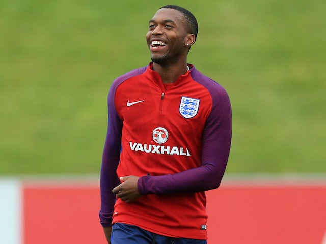 Daniel Sturridge in action during an England training session on August 29, 2017