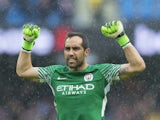 Claudio Bravo celebrates during the Premier League game between Manchester City and Liverpool on September 9, 2017