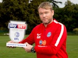 Grant McCann poses with his League One manager of the month award for August 2017