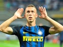 Inter Milan forward Ivan Perisic gestures to the fans