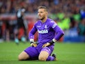 Jack Butland reacts to United taking a brief lead during the Premier League game between Stoke City and Manchester United on September 9, 2017