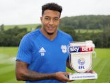 Nathaniel Mendez-Laing poses with his Championship player of the month award for August 2017