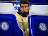 Alvaro Morata watches on from the bench during the Champions League game between Chelsea and Qarabag on September 12, 2017