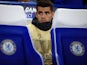 Alvaro Morata watches on from the bench during the Champions League game between Chelsea and Qarabag on September 12, 2017