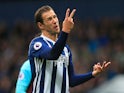 Grzegorz Krychowiak gestures during the Premier League game between West Bromwich Albion and West Ham United on September 16, 2017