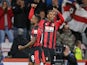 Jordon Ibe celebrates with Jermain Defoe during the Premier League game between Bournemouth and Brighton & Hove Albion on September 15, 2017