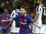 Barcelona forward Lionel Messi celebrates scoring during his side's Champions League group game against Juventus at the Camp Nou on September 12, 2017