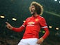 Marouane Fellaini celebrates scoring during the Champions League game between Manchester United and Basel on September 12, 2017