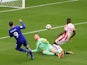 Alvaro Morata scores the opener during the Premier League game between Stoke City and Chelsea on September 23, 2017