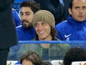 The injured-suspended David Luiz is all smiles during the EFL Cup game between Chelsea and Nottingham Forest on September 20, 2017