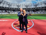 West Ham United co-chairmen David Sullivan and David Gold pose at the London Stadium