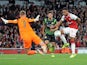 Theo Walcott scores during the EFL Cup game between Arsenal and Doncaster Rovers on September 20, 2017