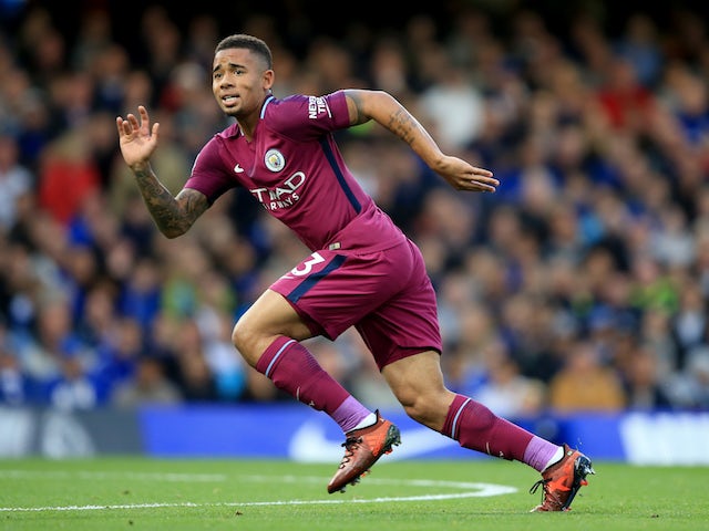 Gabriel Jesus in action during the Premier League game between Chelsea and Manchester City on September 30, 2017