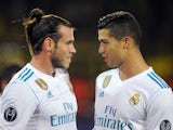 Gareth Bale and Cristiano Ronaldo have a chat during the Champions League game between Borussia Dortmund and Real Madrid on September 26, 2017