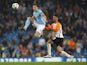 John Stones and Facundo Ferreyra in action during the Champions League game between Manchester City and Shakhtar Donetsk on September 26, 2017