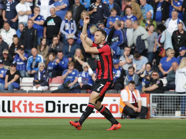 Bournemouth midfielder Marc Pugh appeals for a handball during his side's Premier League clash with Leicester City at the Vitality Stadium on September 30, 2017