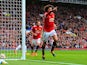 Manchester United midfielder Marouane Fellaini celebrates after doubling his side's lead during the Premier League match with Crystal Palace on September 30, 2017