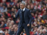 Brighton manager Chris Hughton reacts during his side's Premier League clash with Arsenal at the Emirates Stadium on October 1, 2017