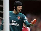 Arsenal goalkeeper Petr Cech in action during his side's Premier League clash with Brighton & Hove Albion at the Emirates Stadium on October 1, 2017