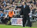 Newcastle United manager Rafael Benitez reacts during his side's Premier League clash with Liverpool at St James' Park on October 1, 2017