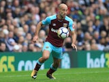 Pablo Zabaleta in action for West Ham United in a 2017-18 Premier League match