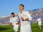 Cristiano Ronaldo celebrates scoring during the La Liga game between Getafe and Real Madrid on October 14, 2017