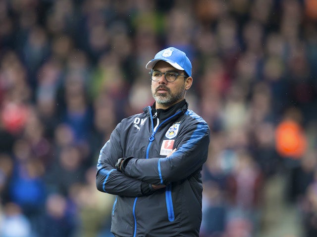 David Wagner watches on during the Premier League game between Huddersfield Town and Manchester United on October 21, 2017