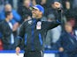 A gleeful David Wagner during the Premier League game between Huddersfield Town and Manchester United on October 21, 2017