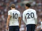 Harry Kane and Dele Alli pictured from behind during the Premier League game between Tottenham Hotspur and Bournemouth on October 14, 2017