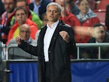 Jose Mourinho gesticulates during the Champions League group game between Benfica and Manchester United on October 18, 2017