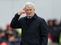 Mark Hughes reacts during the Premier League game between Stoke City and Bournemouth on October 21, 2017